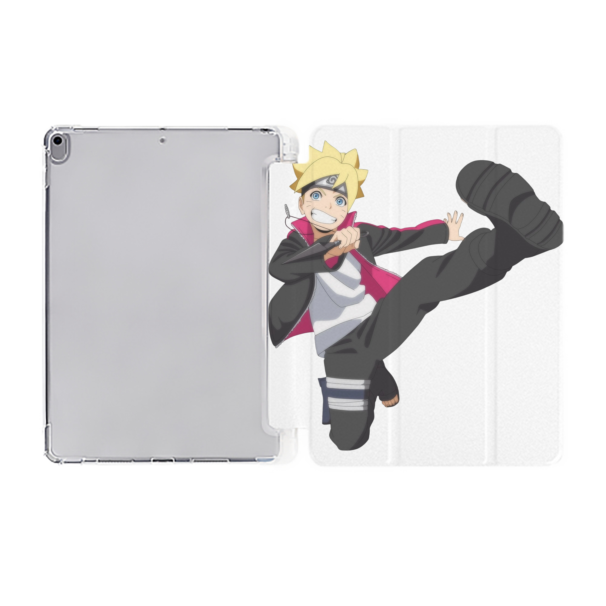 （画像用） NARUTO -ナルト- うずまき ボルト Uzumaki Boruto IPad ケース ペン収納付き 三つ折りスタンド PUレザー×シリコン 対応機種9.5/10.5/10.9インチ